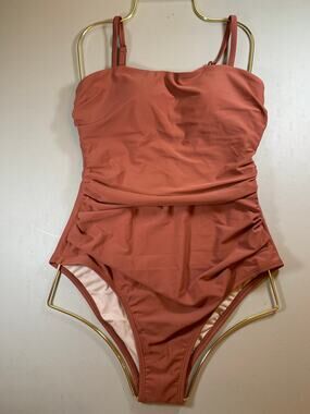 NWT‎ Cupshe Brown Ruched One Piece Bathing Suit Size Medium